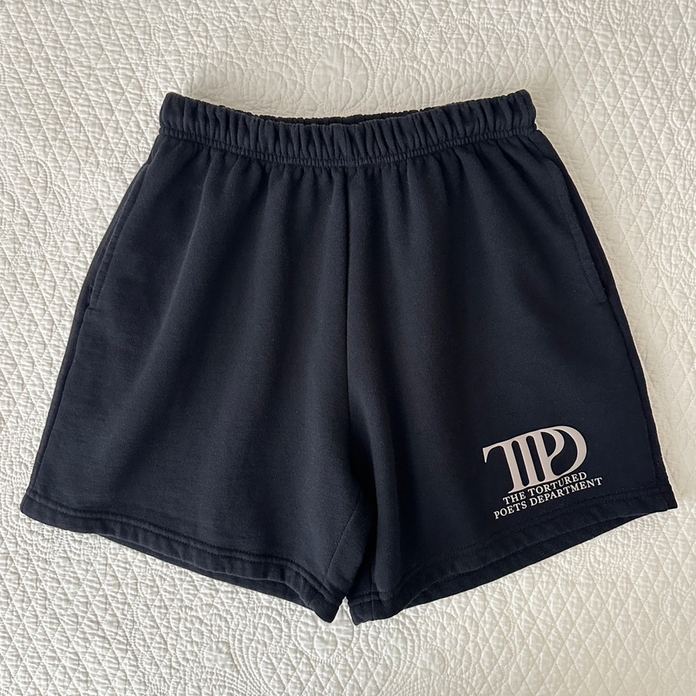 Taylor Swift The Tortured Poets Department TTPD Black Sweat Shorts L